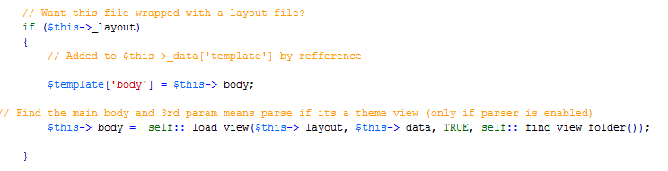 Code after editing: the view path pointed at the active theme folder