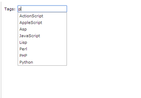 jQuery UI autocomplete showing a plain dropdown of language name suggestions